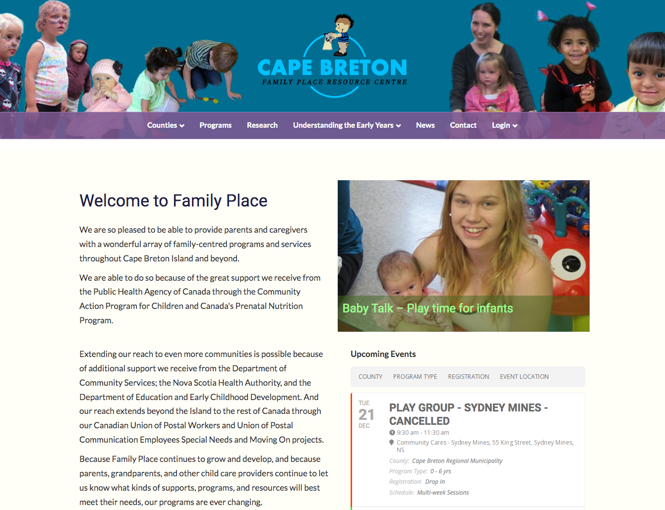 Family resource centre website design by Beach Pea Design.